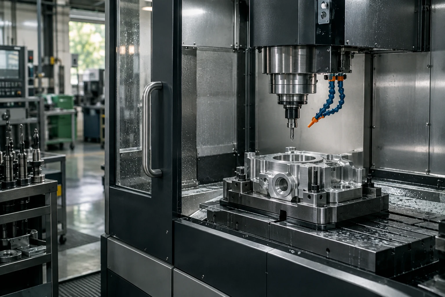AI-generated illustration of precision machining equipment