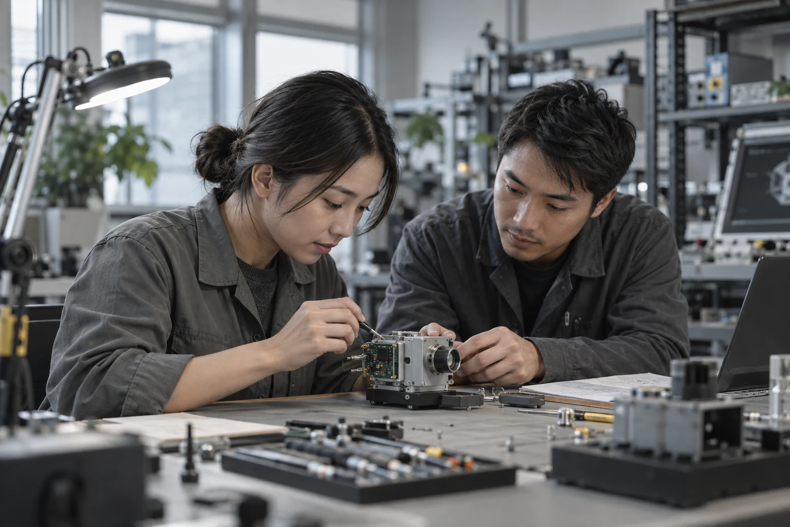 AI-generated illustration of technical professionals collaborating
