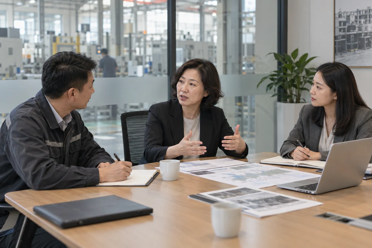AI-generated illustration of business leaders discussing team plans