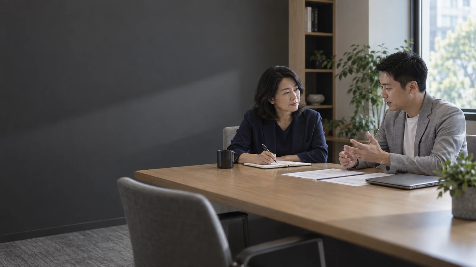 AI-generated illustration of a consultant conducting a role-related interview