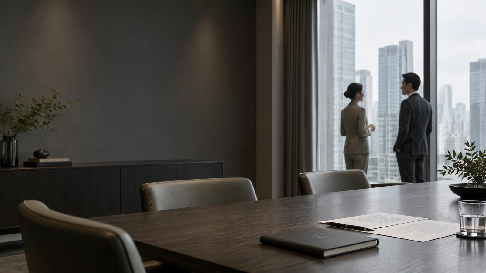 AI-generated illustration of a meeting space and business discussion after advisory work